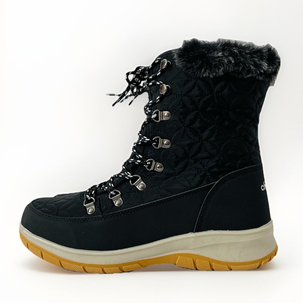 Chooka Belltown Women Winter Snow Rain Boots Quilted Puffer Faux Fur NIB